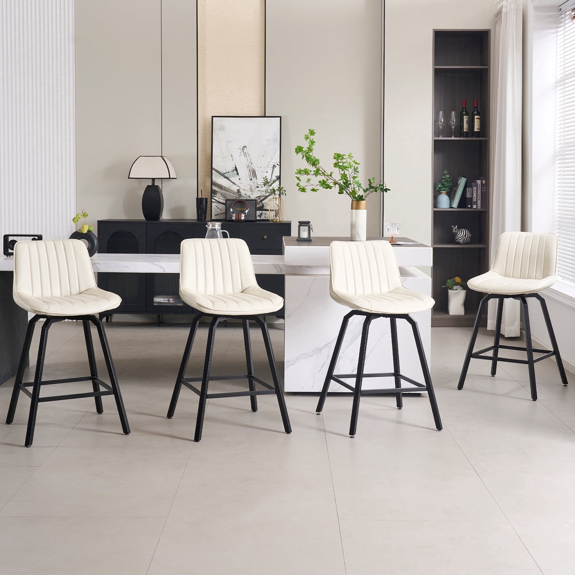 Pattern Bar Stool Fancrou 26″ Swivel Counter Height Bar Stools Set Of 4, Stripe Pattern ...