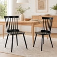 thumbnail image 1 of Fancrou Farmhouse Windsor Dining Chairs Set of 2, Spindle Back Metal Leg Chairs for Kitchen and Living Room, Country Style Restaurant Seating, Black, 1 of 10