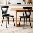 thumbnail image 1 of Fancrou Windsor Dining Chair Set of 2, Spindle Back Wooden Chairs for Kitchen and Dining Room, Farmhouse Country Wooden Dining Chairs for Dining Living Room, Farmhouse Restaurant, Black-Metal Leg, 1 of 7