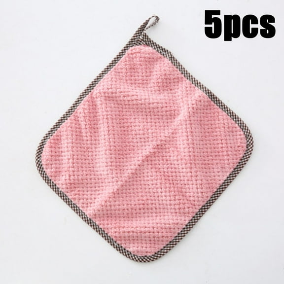 Fancy 10Pcs Kitchen Cloth Dish Towels, Super Absorbent Coral Velvet Dishtowels, Double Sided Washable Fast Drying Pink