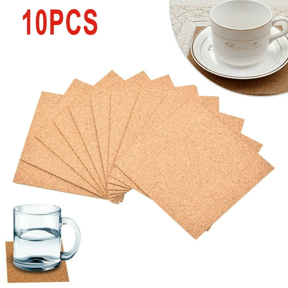 Fancy 10Pcs Self Adhesive Cork Squares, Strong Cork Adhesive Sheets, Reusable Cork Board Cork Backing Sheets, Mini Wall Cork Tiles Mat for Coasters and DIY Crafts Brown