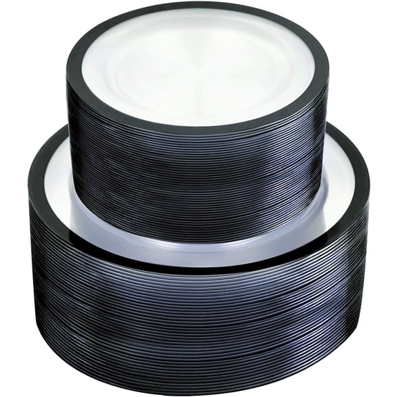 Fancy 120PCS Black Disposable Plates for All Occasion Parties and Weddings