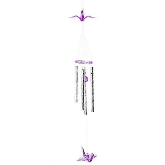 Fancy 1Pc Plastic Wind Chimes Cranes Outdoor Yard Garden Home Decor Ornament W/ Metal Tube Purple