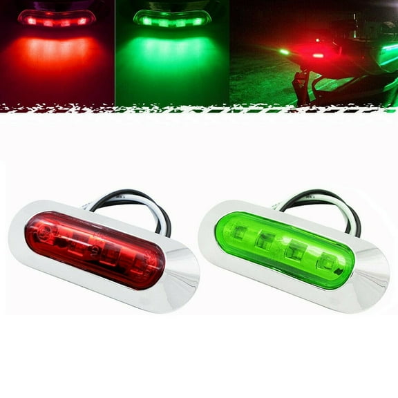 Fancy 2Pcs LED Boat Navigation Lights Bow Stern Red Green Marine Strip Light Waterproof 12-24V