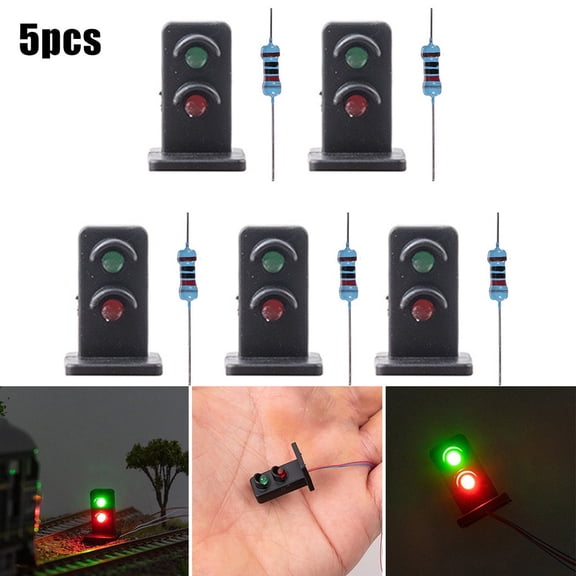 Fancy 5Pcs Railroad Scenery Dwarf Signal OO HO Gauge 20mm LEDs Made Green/Red Dwarf Signals 2 Aspects Black