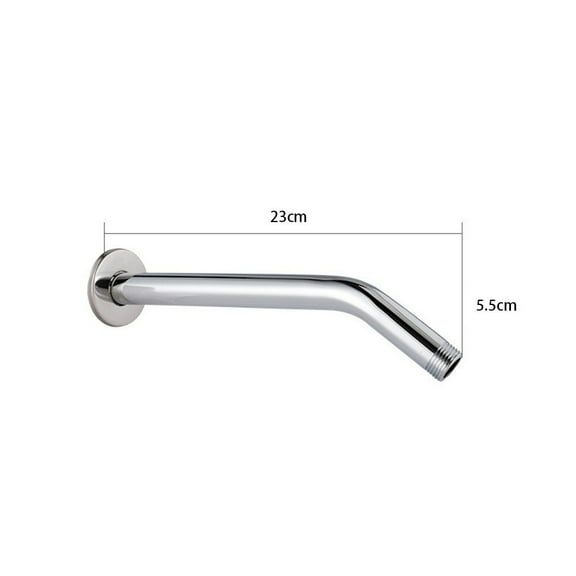 Fancy 9 Inch Shower Arm and Flange, Stainless Steel Construction, Shower Head Extension Extender Pipe Arm, Polished Plating Silver
