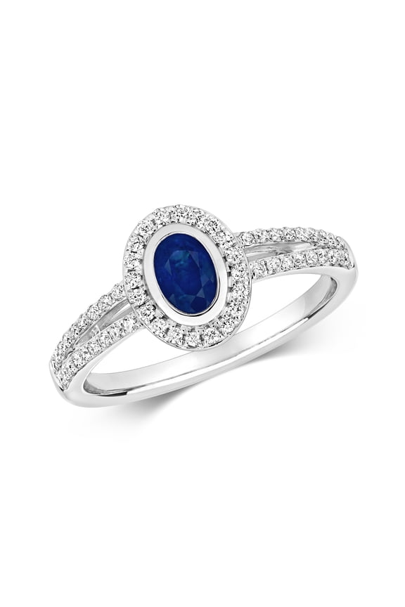 Fancy 9k White Gold Women Cluster Diamond Ring Brilliant Cut 0.28 Carat HI - I1 with Sapphire