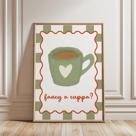 Fancy A Cuppa Print, Unframed Paper Poster 8x10in