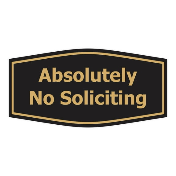 Fancy Absolutely No Soliciting Sign (Black Gold) - Medium