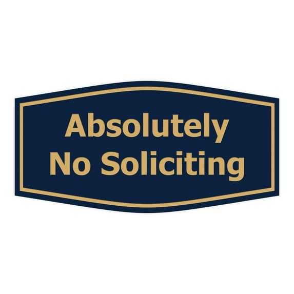 Fancy Absolutely No Soliciting Sign (Navy Blue/Gold) - Small