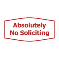 Fancy Absolutely No Soliciting Sign (White/Red) - Large