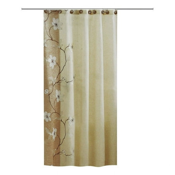 Fancy Bath Outlet 54''x78'' Floral Fabric Shower Curtain in Gold