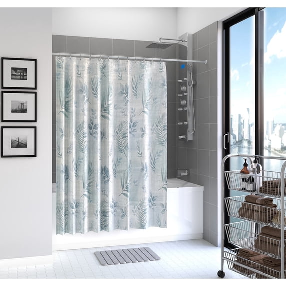 Fancy Bath Outlet Rothbury Floral Blue, Micro-Fiber Shower Curtain 72 x 84