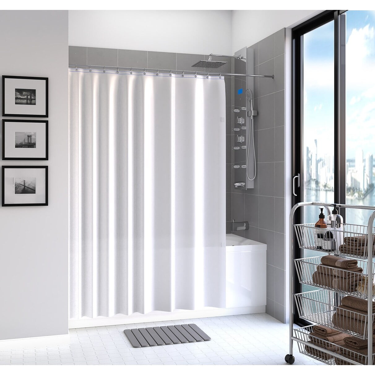 Fancy Bath Outlet XL PEVA Shower Curtain, Mildew Resistant, 70 x 78