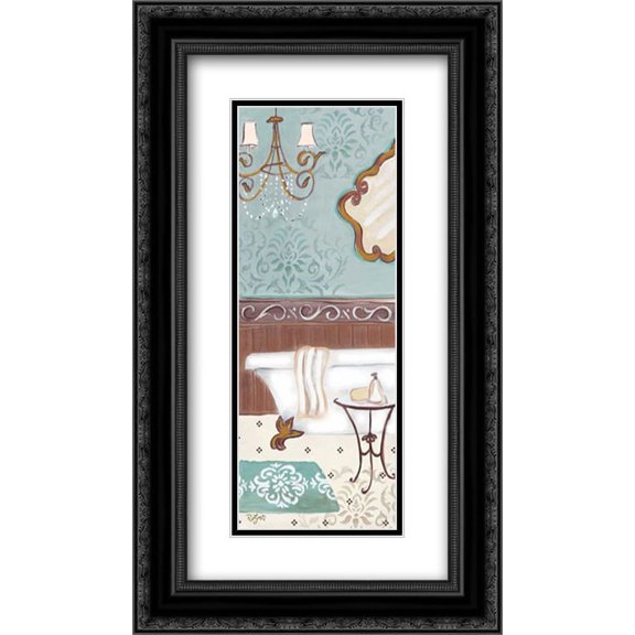 Fancy Bath Panel II 2x Matted 14x24 Black Ornate Framed Art Print by Lyon, Rebecca
