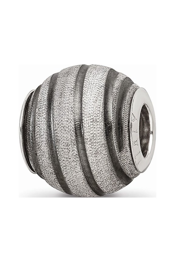 Fancy Bead White Sterling Silver 10.91 mm 10.00 Reflections Grey Laser Cut Bead