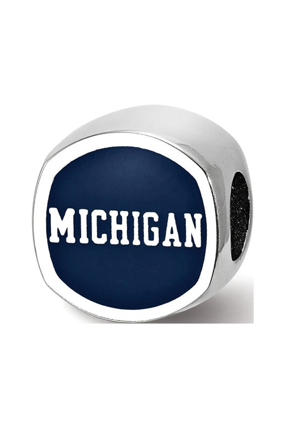 Fancy Bead White Sterling Silver Blue Michigan NCAA University Of 11.43 mm 10.9