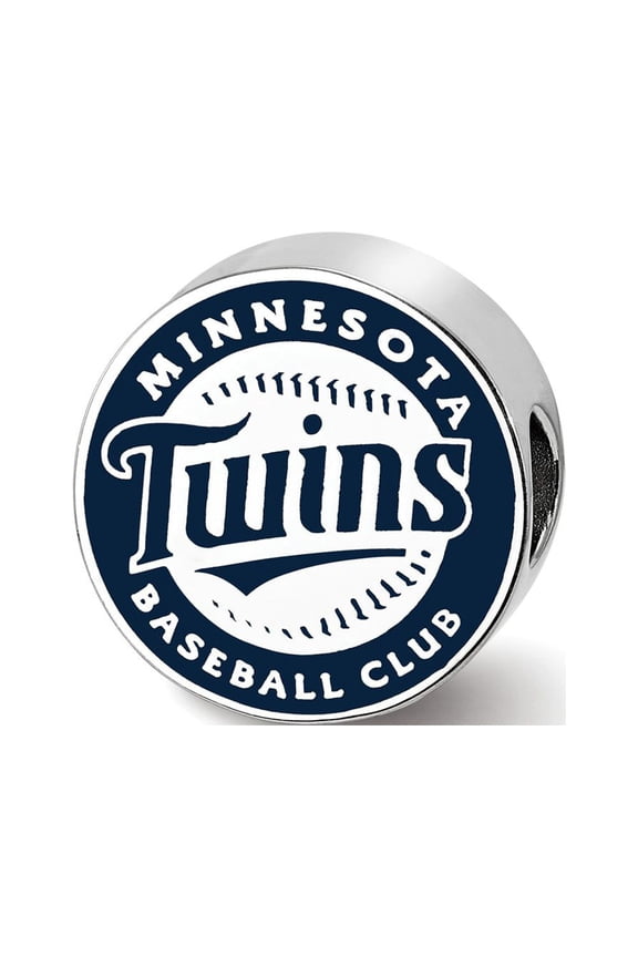 Fancy Bead White Sterling Silver Blue Minnesota MLB Twins 15.56 mm 15.48