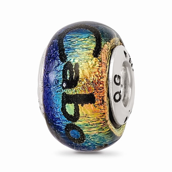 Fancy Bead White Sterling Silver Glass 12.73 mm 9.09 Reflections Cabo Dichroic Bead
