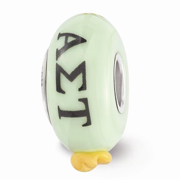 Fancy Bead White Sterling Silver Glass Greek Alpha Sigma Tau