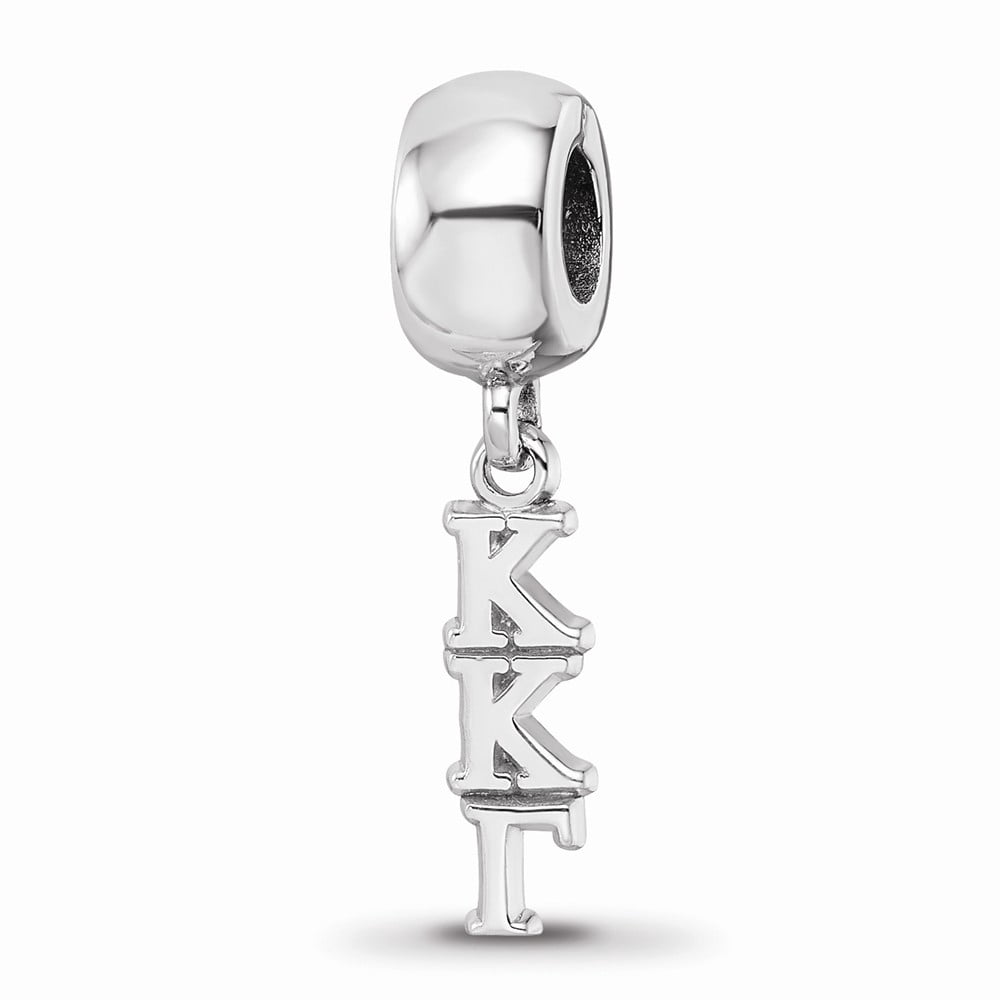 Fancy Bead White Sterling Silver Greek Kappa Gamma E Vertical Letter Bead