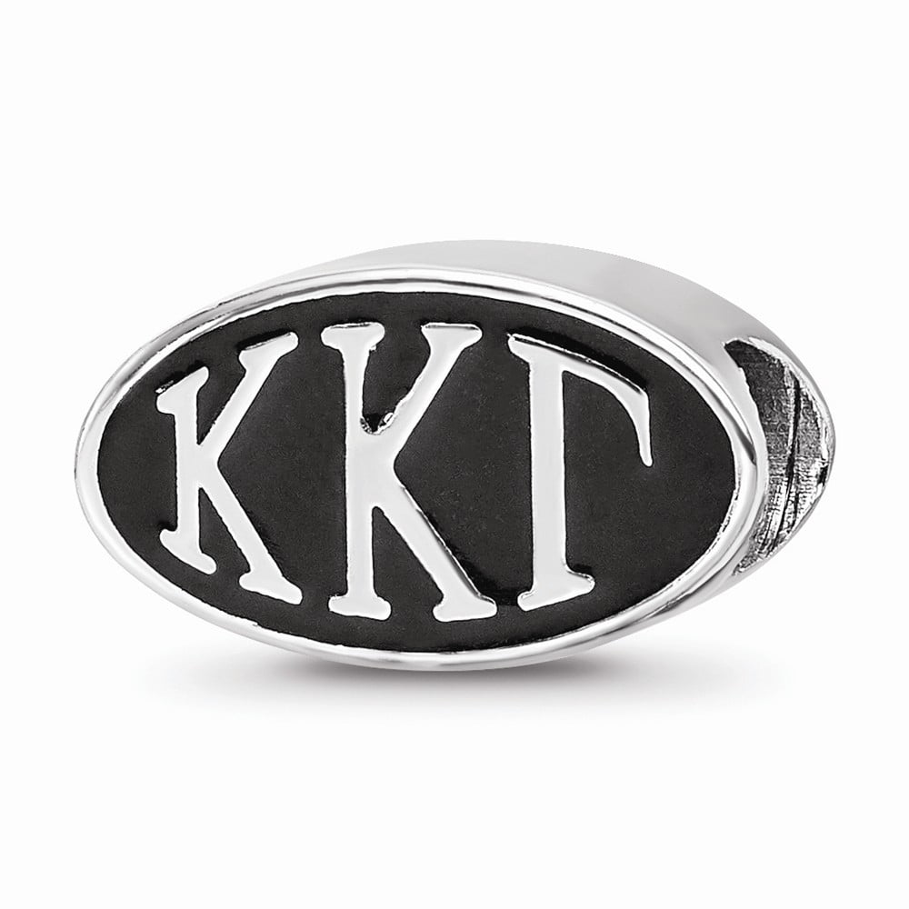 Fancy Bead White Sterling Silver Greek Kappa Gamma Oval Letters Bead
