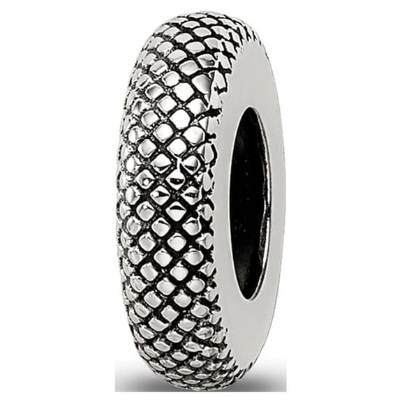 Fancy Bead White Sterling Silver Gripper 9.8 mm 2.9 Reflections Antiqued Textured Bead