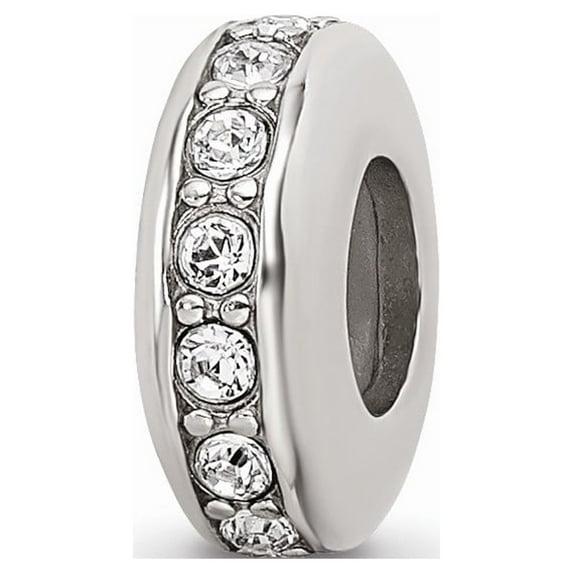 Fancy Bead White Sterling Silver Gripper Cubic Zirconia CZ 9.79 mm 3.9