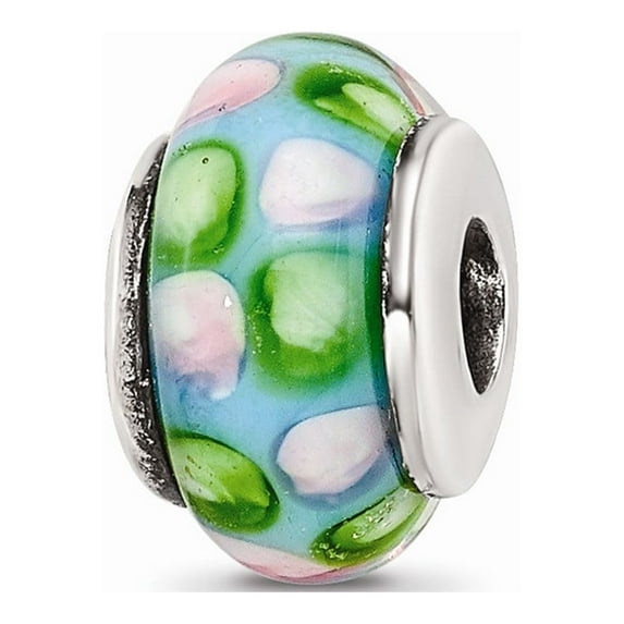 Fancy Bead White Sterling Silver Kids Bead Line Glass 11.82 mm 6.36