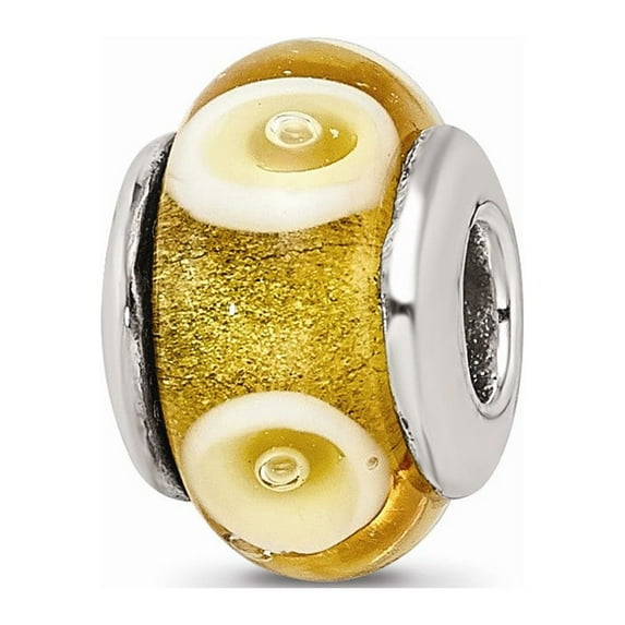 Fancy Bead White Sterling Silver Kids Bead Line Glass 11.82 mm 6.36