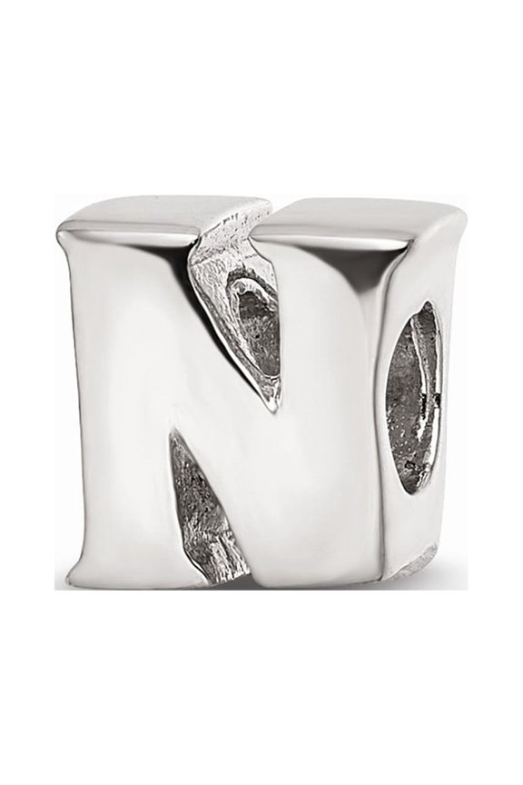 Fancy Bead White Sterling Silver N Alphabet & Numbers 8.18 mm 7.27