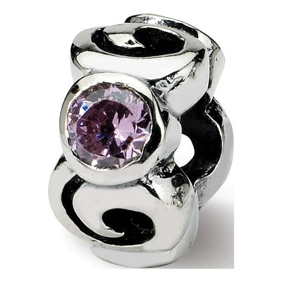 Fancy Bead White Sterling Silver Stones & Crystals Cubic Zirconia CZ Pink 10.91 mm 6.36