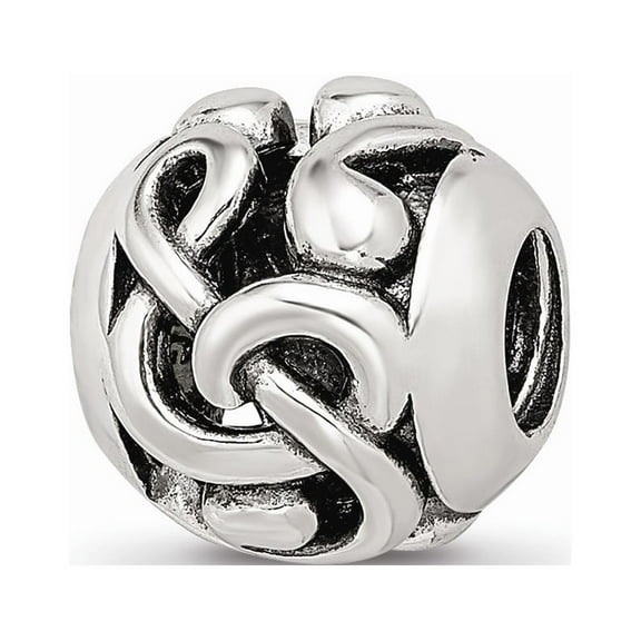 Fancy Bead White Sterling Silver Themed 10.81 mm 9.87 Reflections Musical Notes Bead