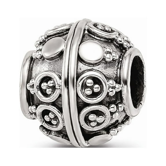 Fancy Bead White Sterling Silver Themed 10.91 mm 10.00 Reflections Decorative Bali Bead