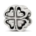 thumbnail image 1 of Fancy Bead White Sterling Silver Themed 10 mm 10.00 Reflections Four Leaf Heart Clover Bead, 1 of 3