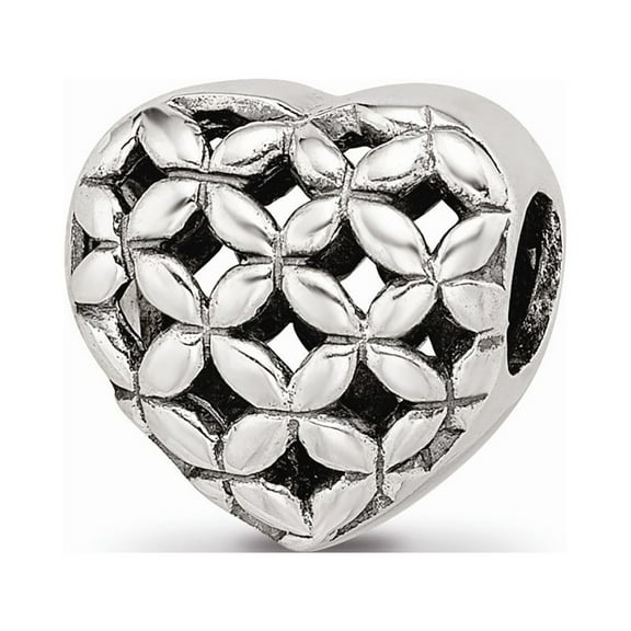 Fancy Bead White Sterling Silver Themed 10 mm 10.91 Reflections Heart Bead