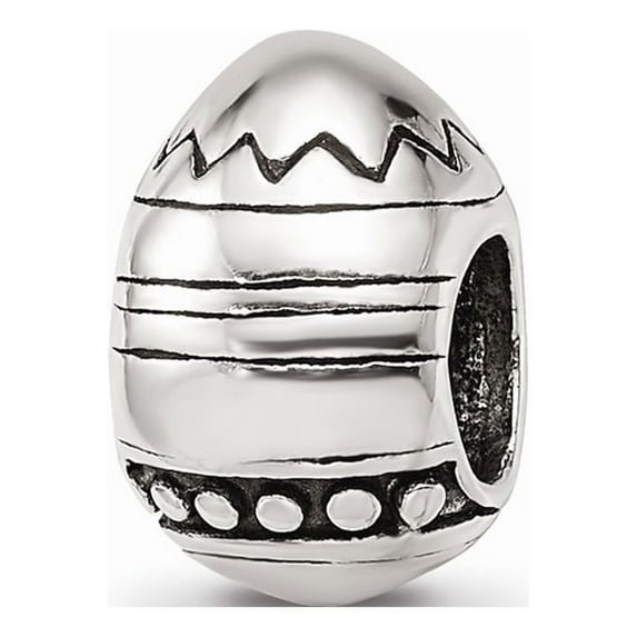 Fancy Bead White Sterling Silver Themed 10 mm 6.36 Reflections Easter Egg Bead