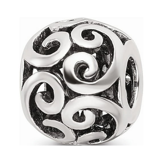 Fancy Bead White Sterling Silver Themed 10 mm 8.18 Reflections Bali Bead