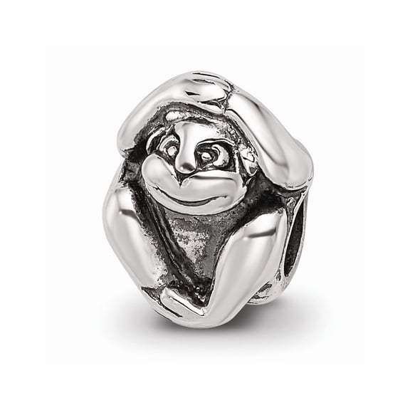 Fancy Bead White Sterling Silver Themed 10 mm 8.18 Reflections Monkey Bead