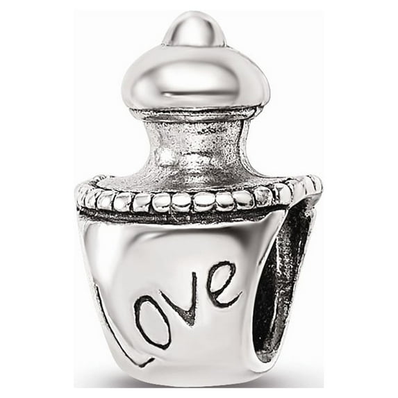 Fancy Bead White Sterling Silver Themed 11.82 mm 7.27 Reflections Love Perfume Bottle Bead