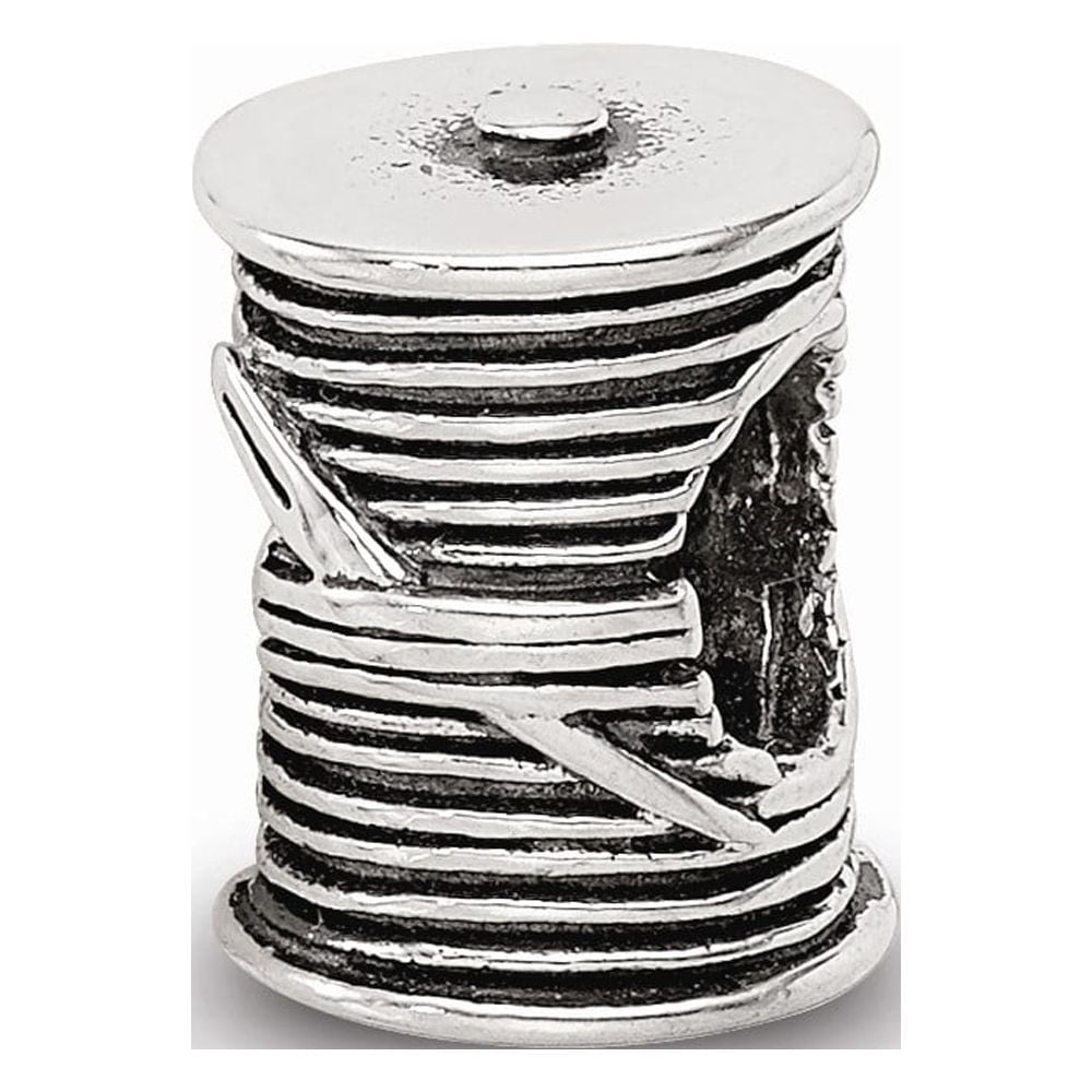Fancy Bead White Sterling Silver Themed 11.82 mm 7.27 Reflections Thread & Needle Bead