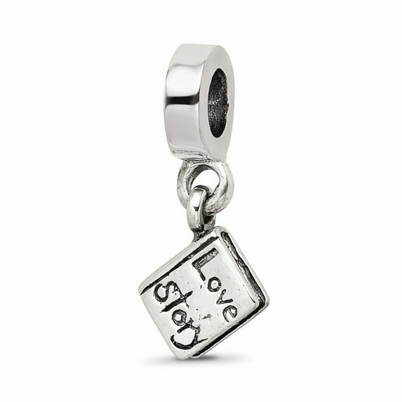 Fancy Bead White Sterling Silver Themed 17.27 mm 3.64 Reflections Love Story Book Dangle Bead