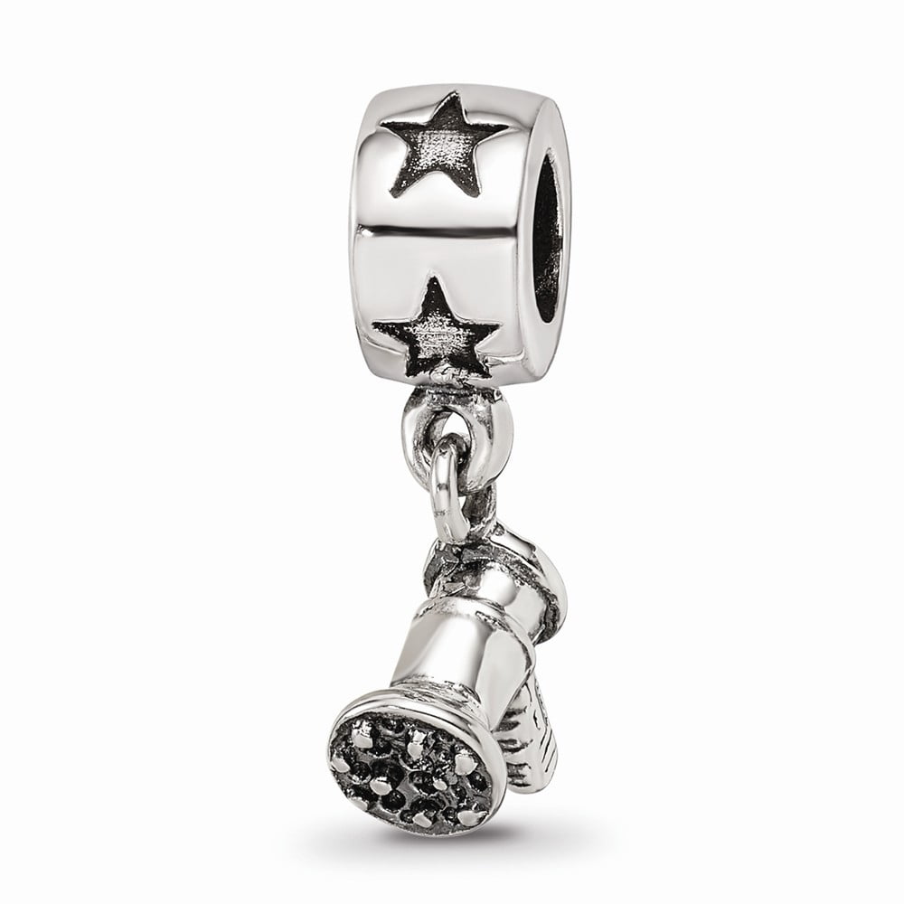 Fancy Bead White Sterling Silver Themed 22.73 mm 3.64 Reflections Hair Dryer Dangle Bead