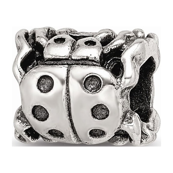 Fancy Bead White Sterling Silver Themed 8.18 mm 9.09 Reflections Ladybug Bead