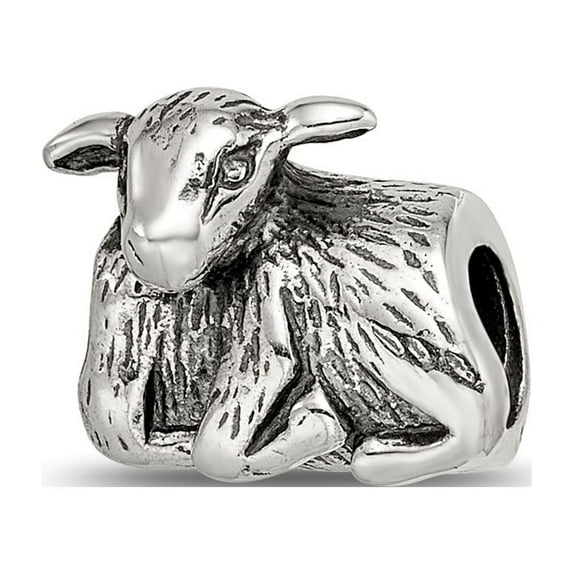 Fancy Bead White Sterling Silver Themed 9.09 mm 10.00 Reflections Lamb Bead