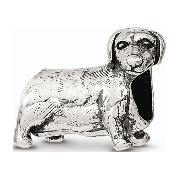 Fancy Bead White Sterling Silver Themed 9.09 mm 11.82 Reflections Dachshound Bead