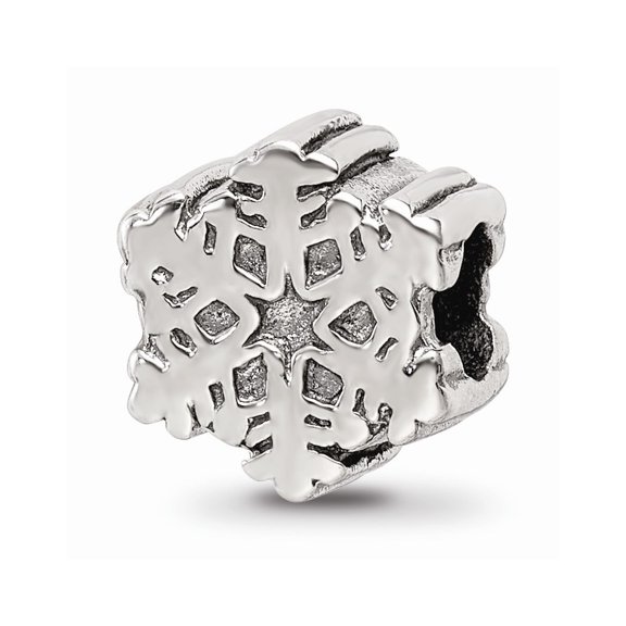 Fancy Bead White Sterling Silver Themed 9.09 mm Reflections Snowflake Bead