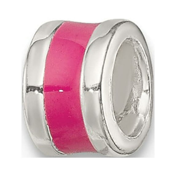 Fancy Bead White Sterling Silver Themed Pink Hot Enameled Spacer Enhancer