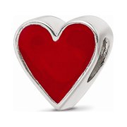 Fancy Bead White Sterling Silver Themed Red 9.09 mm Enameled Heart Reflections Bead