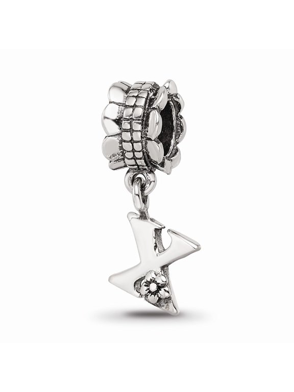 Fancy Bead White Sterling Silver X Alphabet & Numbers 18.18 mm 8.18